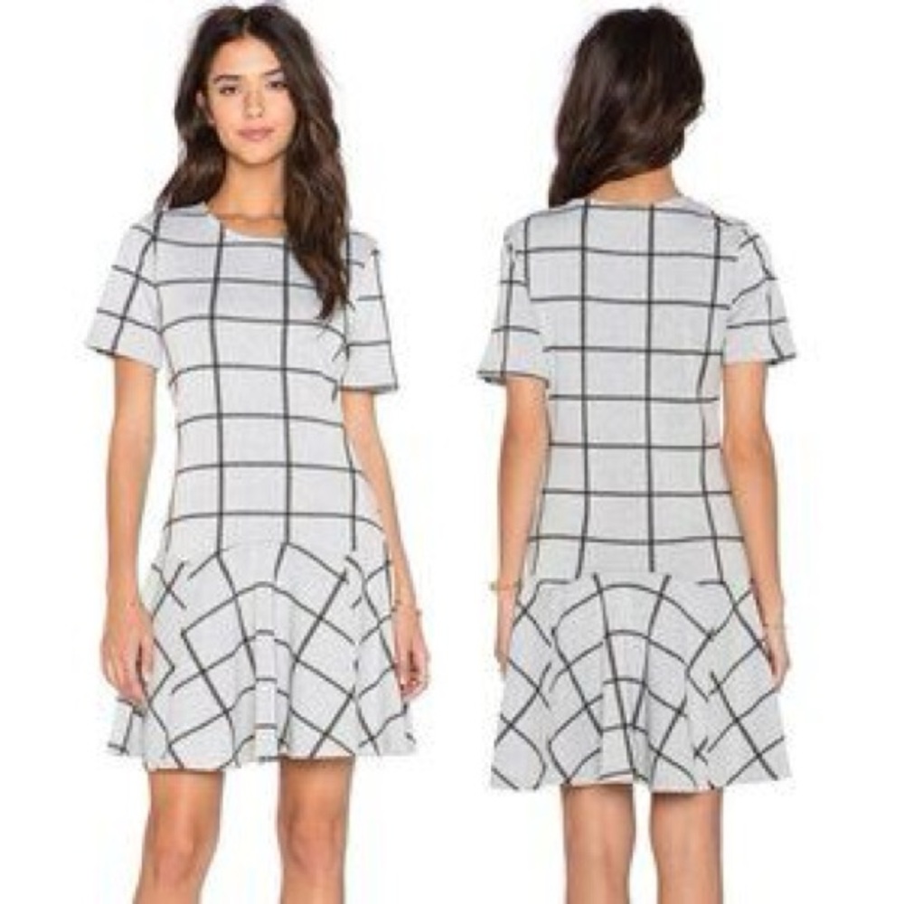 bishop + young Black and White Ruffled Mini Dress